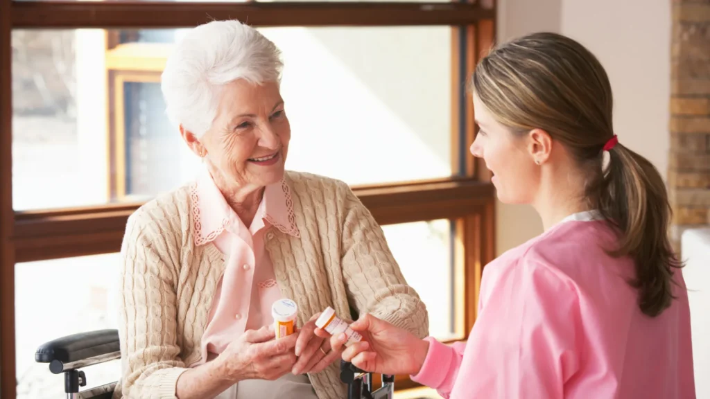 Caregiver providing daily home care support for senior
